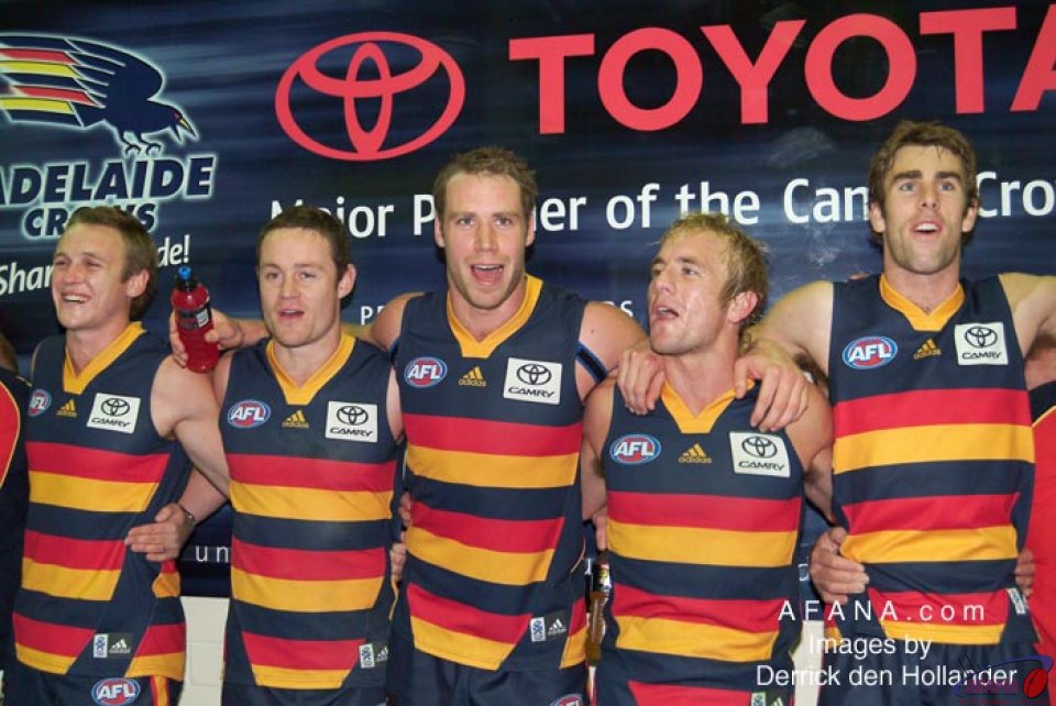 [b]The Adelaide Crows players belt out the club song after a hard fought win[/b]