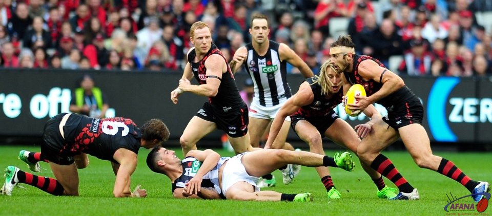 Pendlebury and Daniher down, while Watson, Heppell and Green provide run, carry and spread