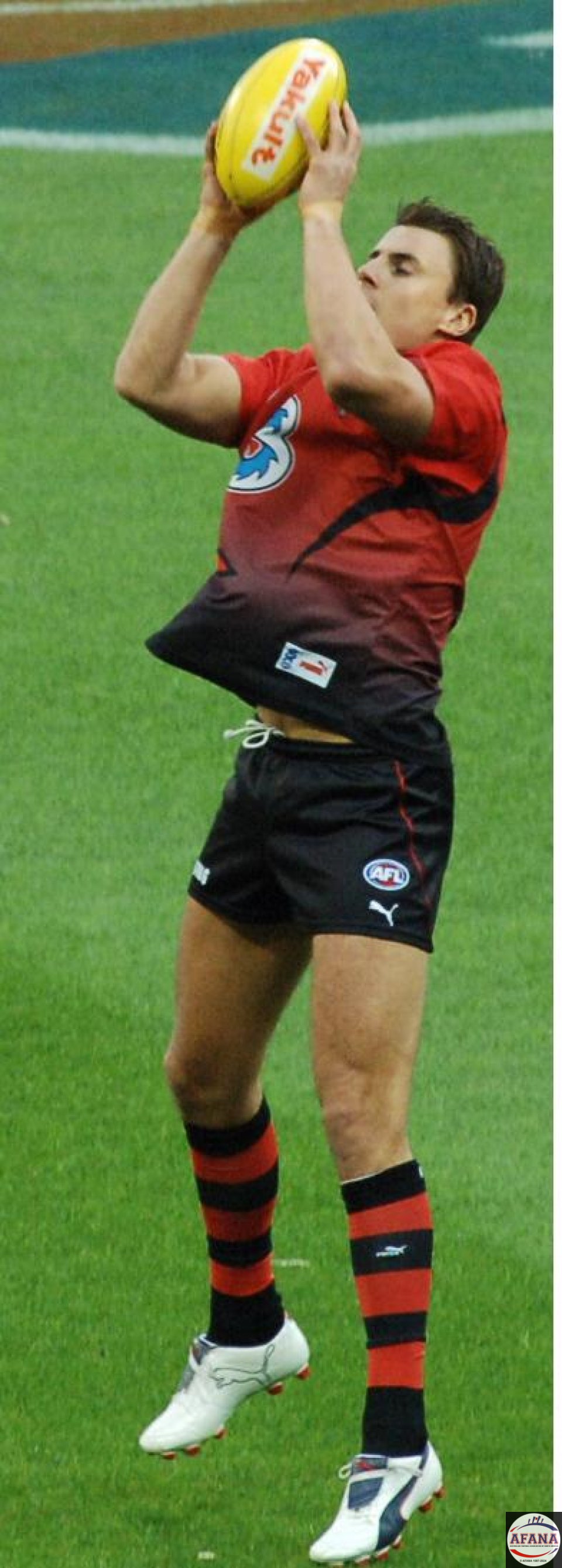 Matthew Lloyd warming up before the game against the Blues.