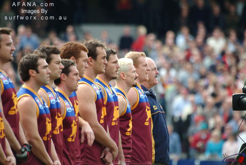 Brisbane Lions during the National Anthem