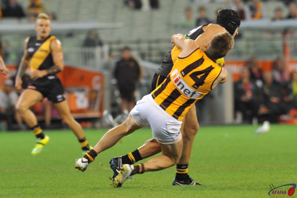 Grant Birchall tackles Ben Griffiths