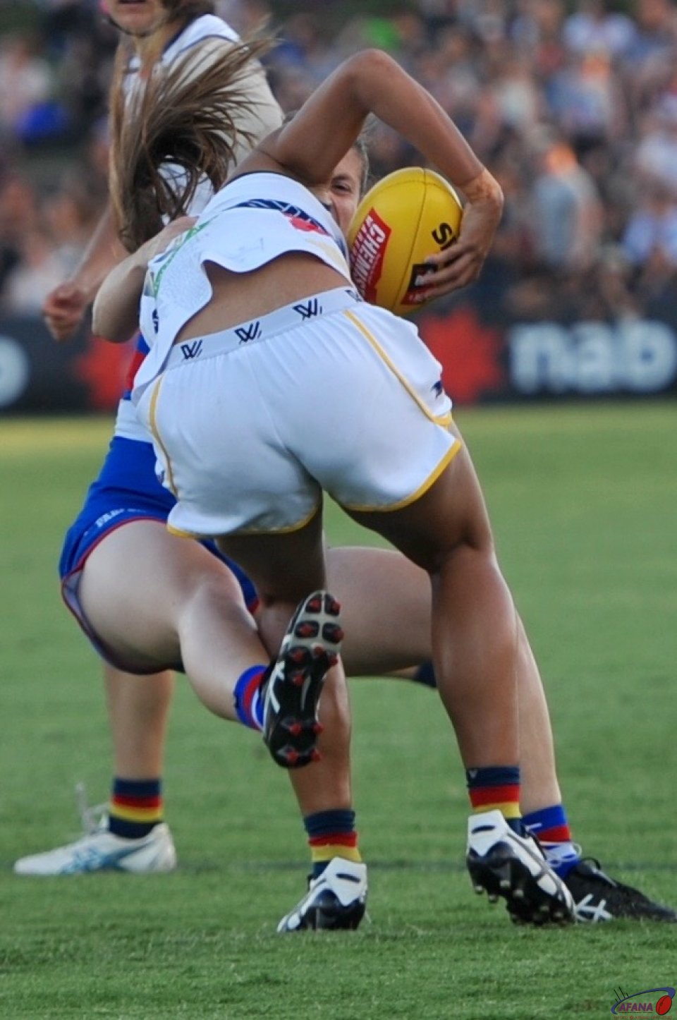 Tayla Thorn is tackled