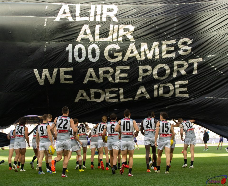 Port Adelaids banner for Aliir Aliir