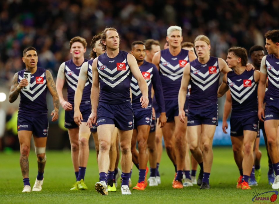 Fremantle players walk off for half time
