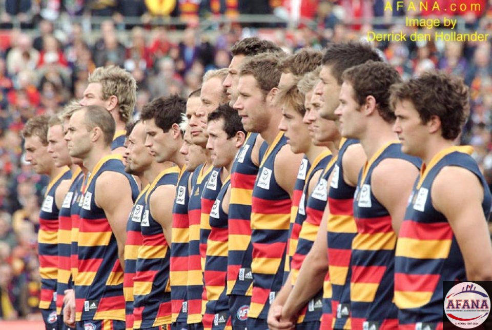 [b]The Adelaide Crows line up for the playing of the Australian National Anthem[/b]