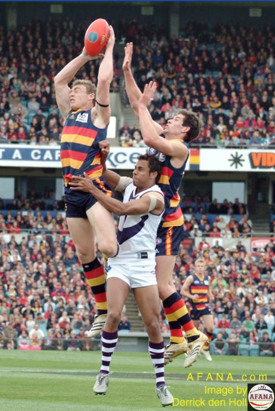 [b]Adelaide Crows stand-in captain Simon Goodwin marks ahead of the pack[/b]