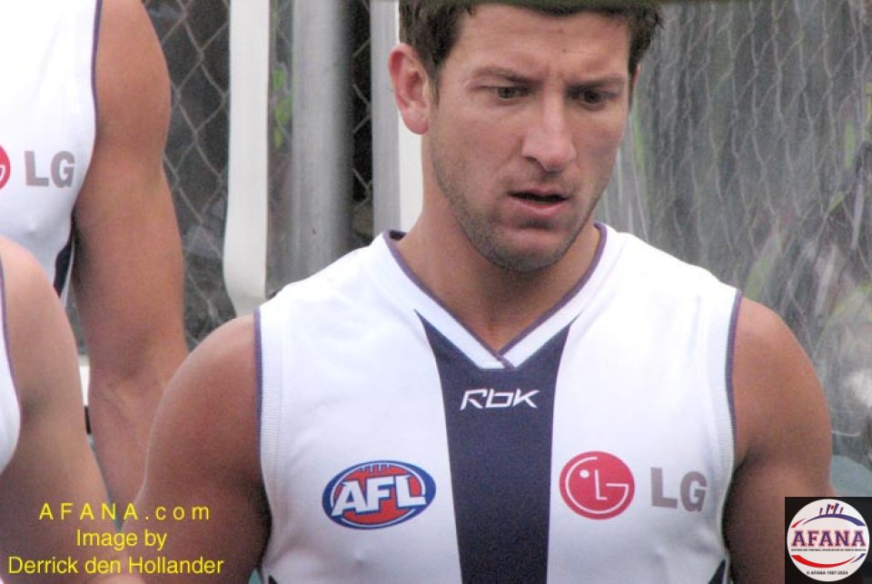[b]A pensive Josh Carr of Fremantle enters the players race at half-time[/b]