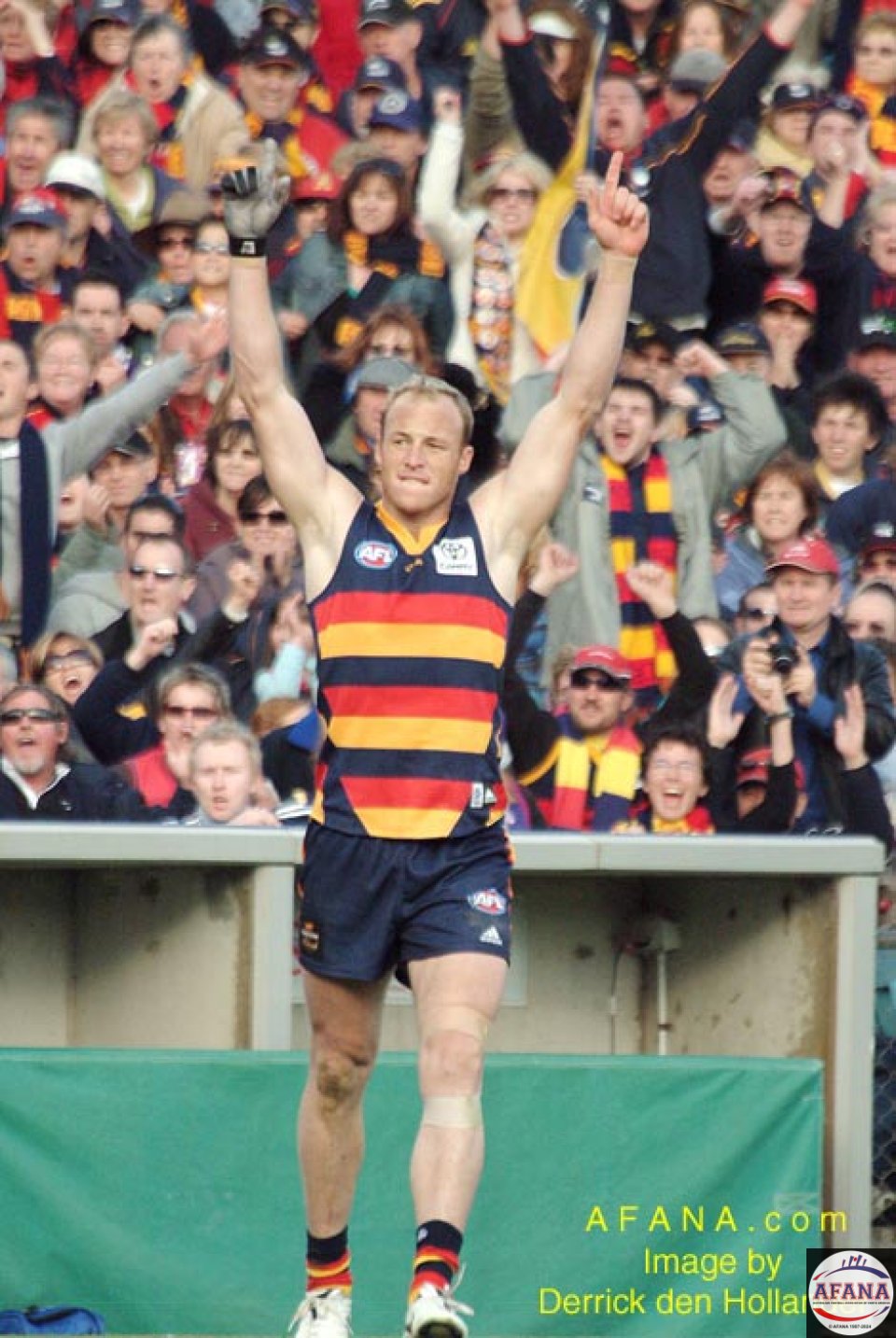 [b]Adelaide Crows forward Ian Perrie celebrates another goal[/b]