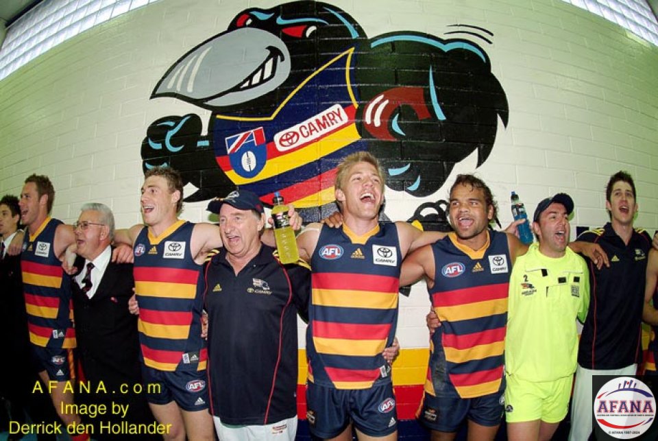 [b]The Adelaide Crows sing the club song in their changerooms after the match[/b]