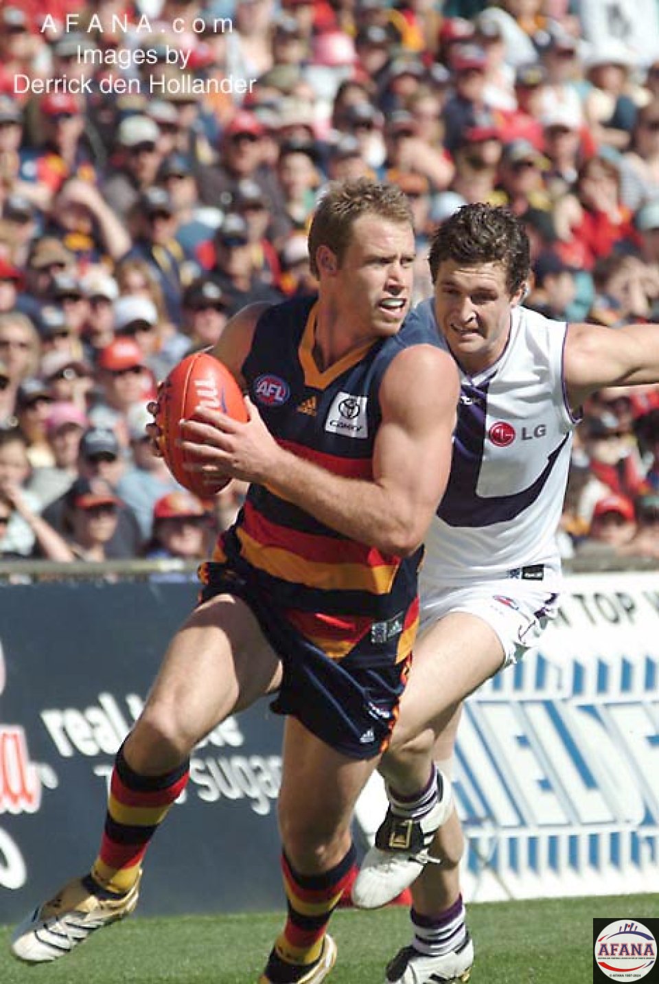 [b]Ben Hudson propells forward on the rebound from the Crows defence[/b]