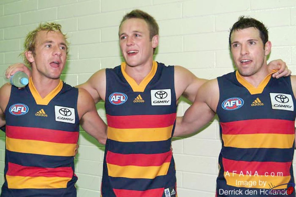 [b]Adelaide Crows players celebrate victory over Hawthorn at home[/b]