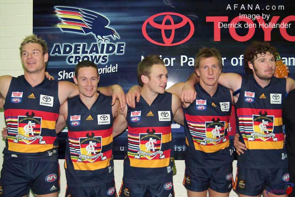 [b]The Adelaide Crows celebrate victory by singing the club song[/b]