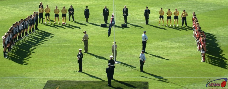 [b]One minutes silence is observed at the MCG on ANZAC Day[/b]