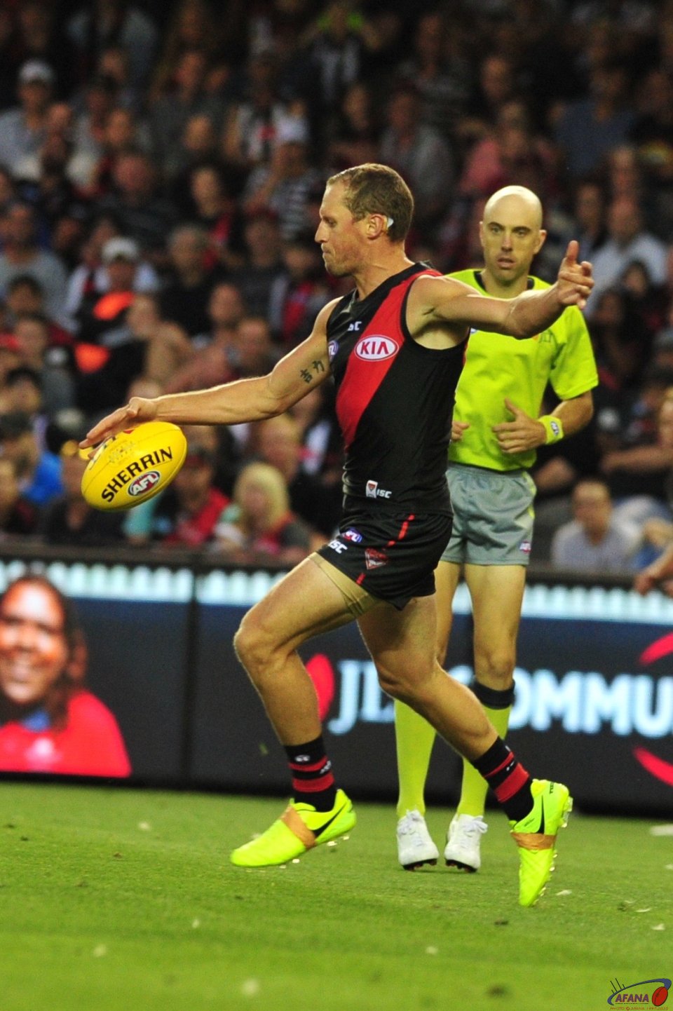 Top up player James Kelly shows the form that got him a contract extension with the Bombers