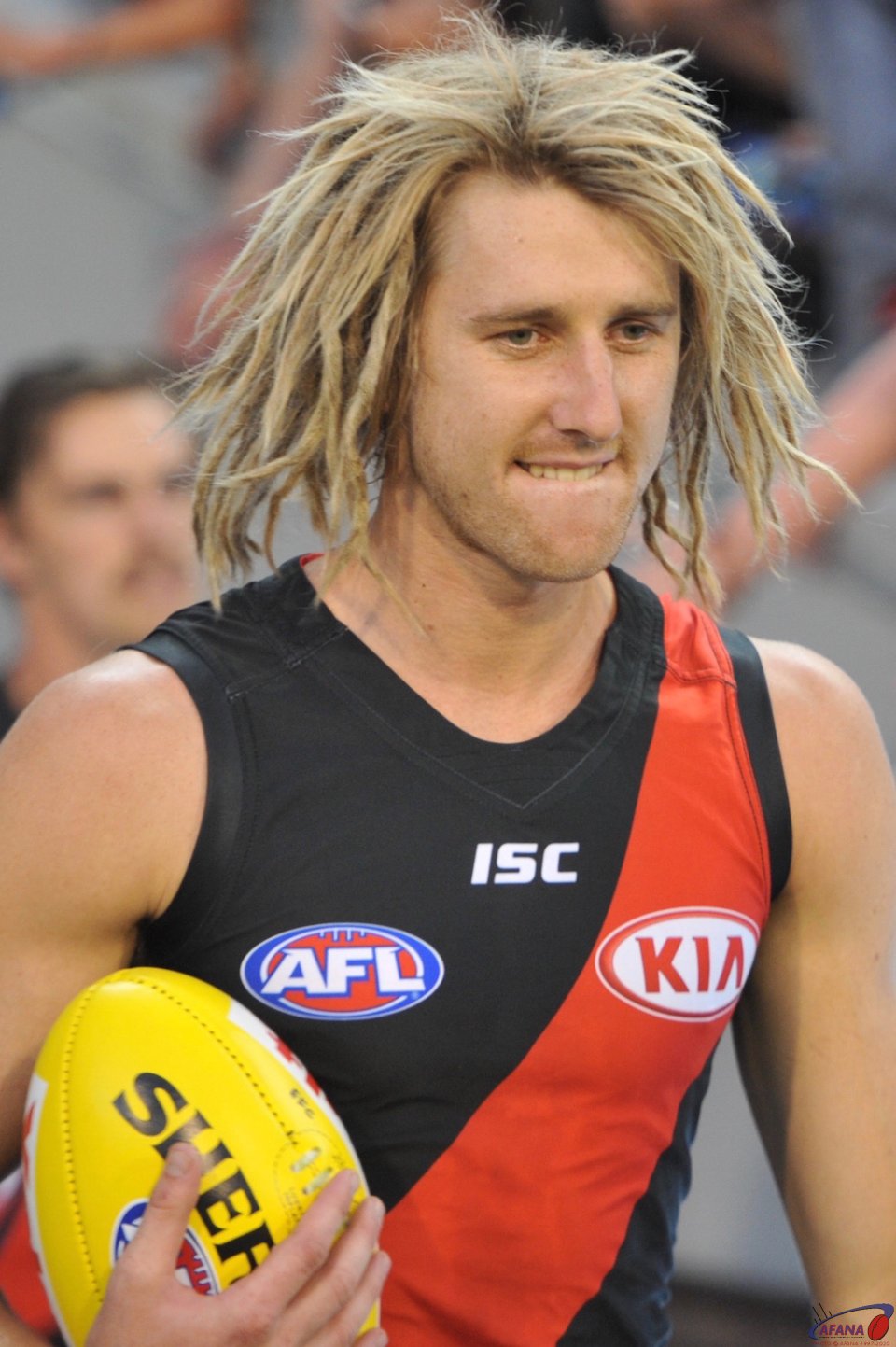A new Season, a new captain, Dyson Heppell leads the Bombers onto the ground