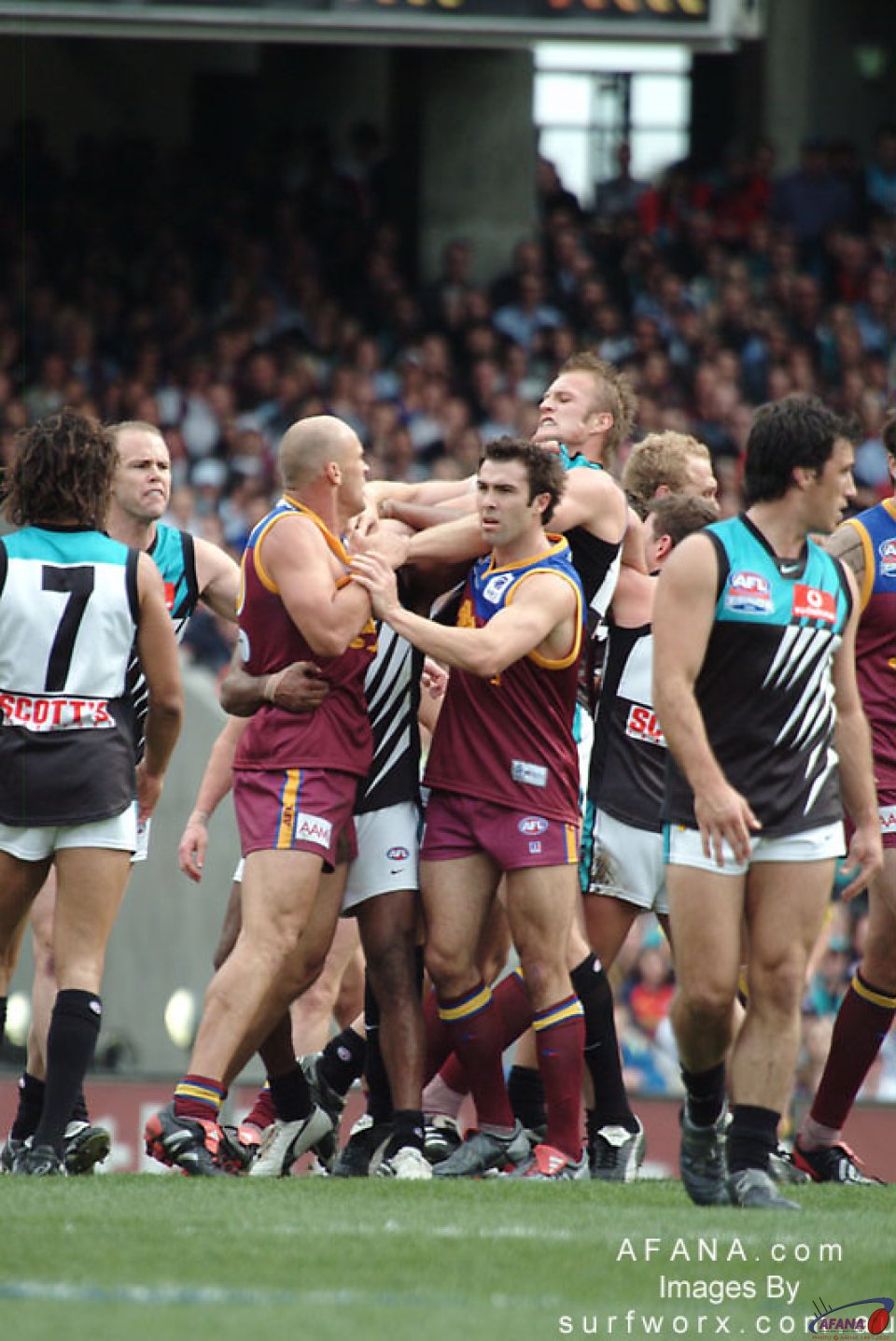 Tmepers flare early in the 2004 Grand Final.